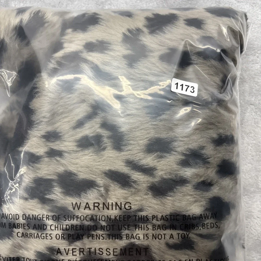 Claires fluffy snow leopard faux-fur balaclava hood